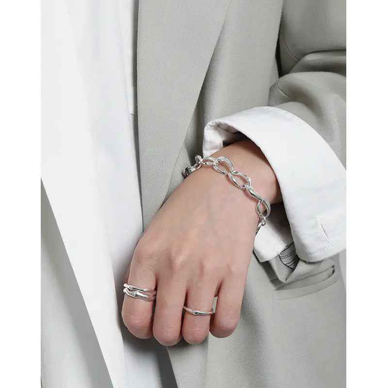 Athena's Ot Buckle Silver Chain Bracelet