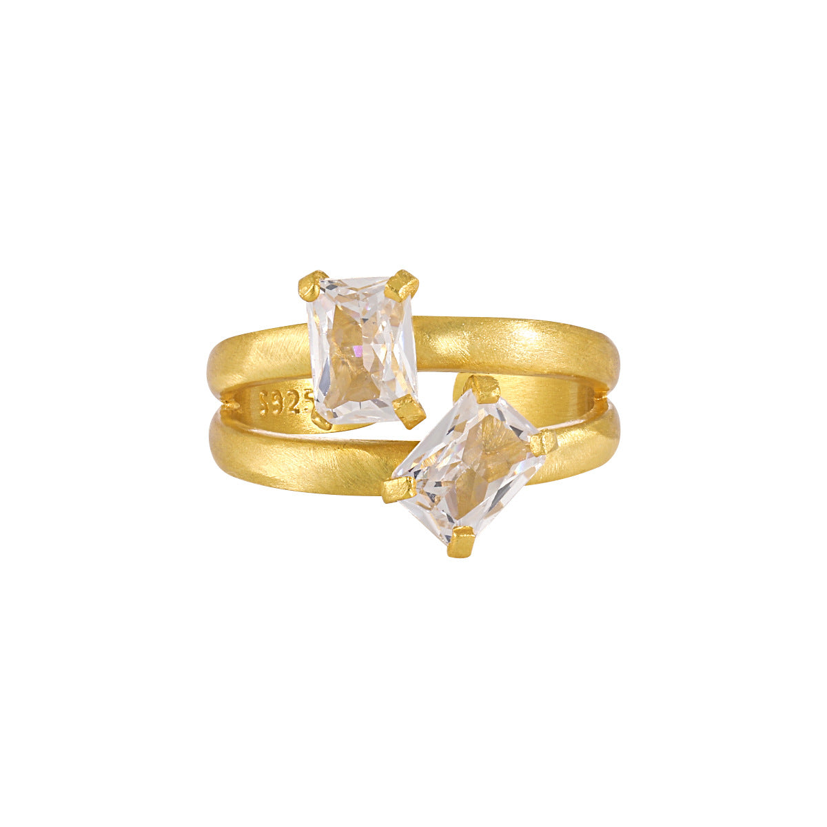 CELESTE'S DOUBLE-LAYER HOLLOW ZIRCON SILVER RING - OPHRASTUDIO