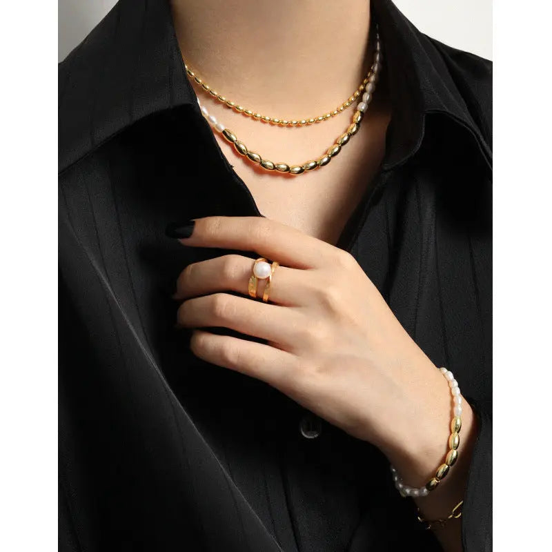 NATURAL PEARL SPLICE NECKLACE - OPHRASTUDIO