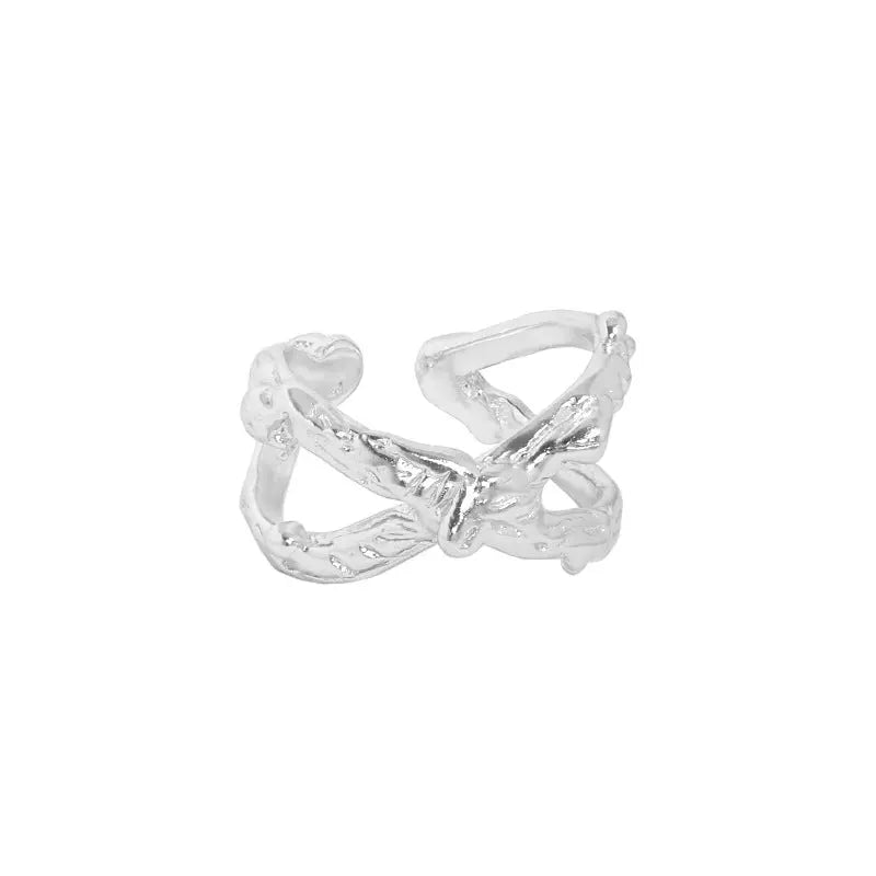 XANTHE'S X-TEXTURE SILVER RING - OPHRASTUDIO