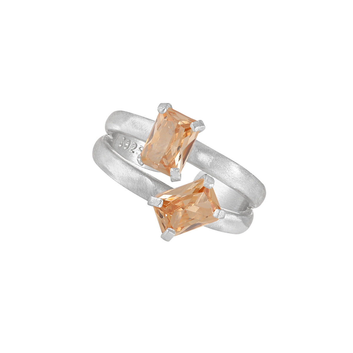 CELESTE'S DOUBLE-LAYER HOLLOW ZIRCON SILVER RING - OPHRASTUDIO