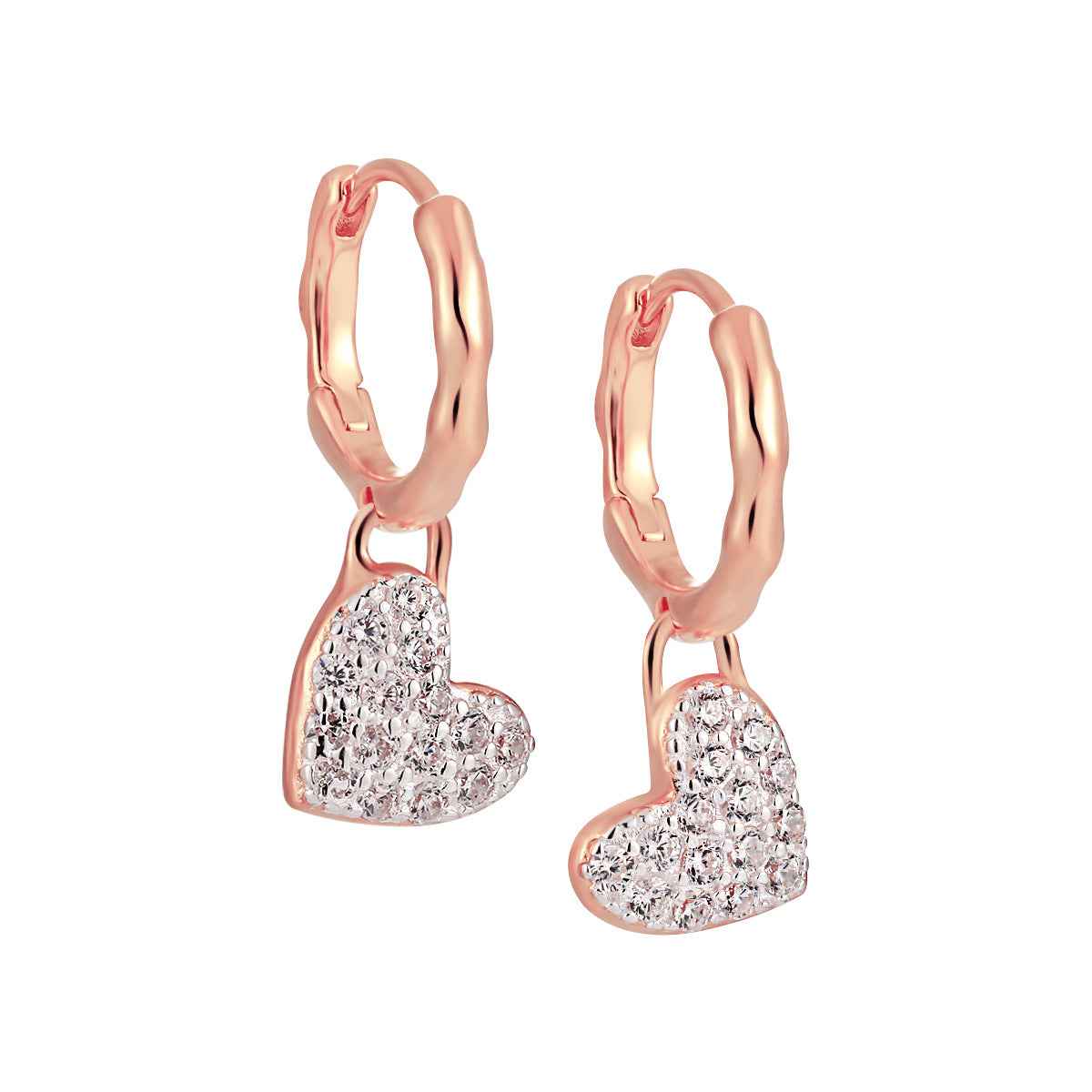Sparking Heart Silver Drop Earrings
