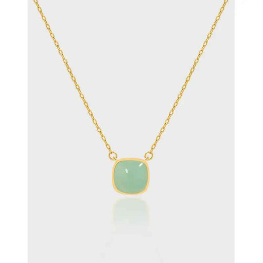 Morganna's Square Epoxy Silver Pendant Necklace