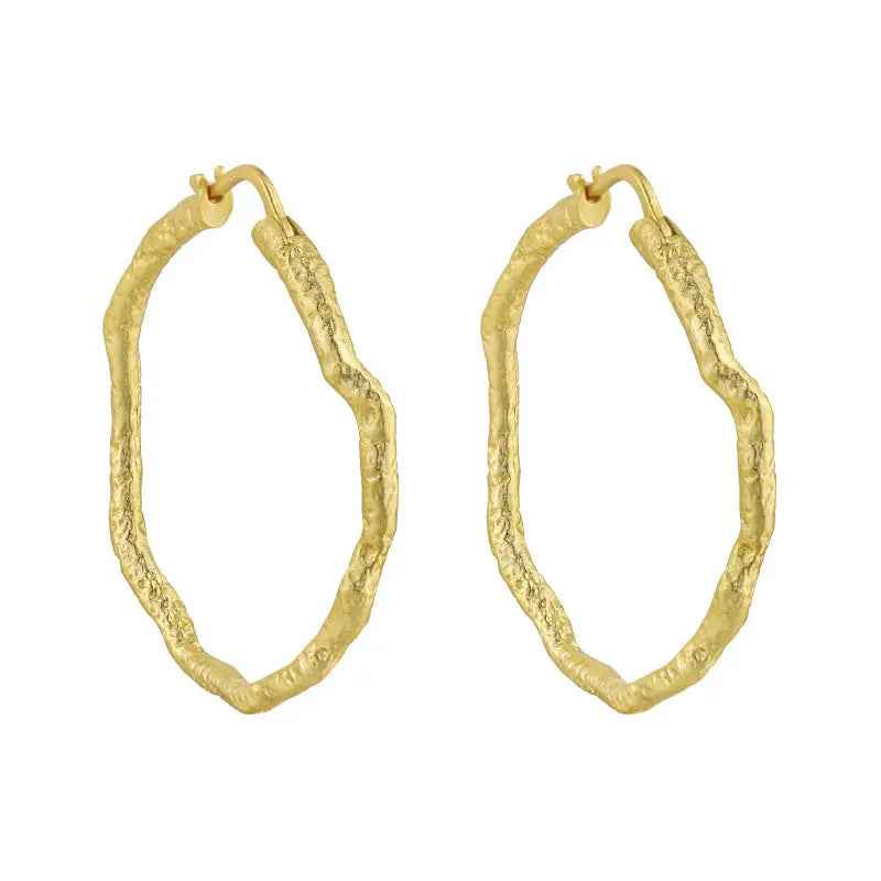 Geometric Circle Silver Hoop Earrings
