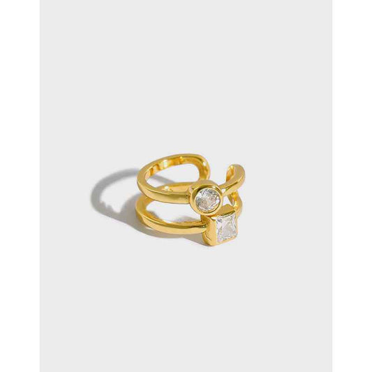 Twin Sparkle Line Sterling Silver Ear Cuff