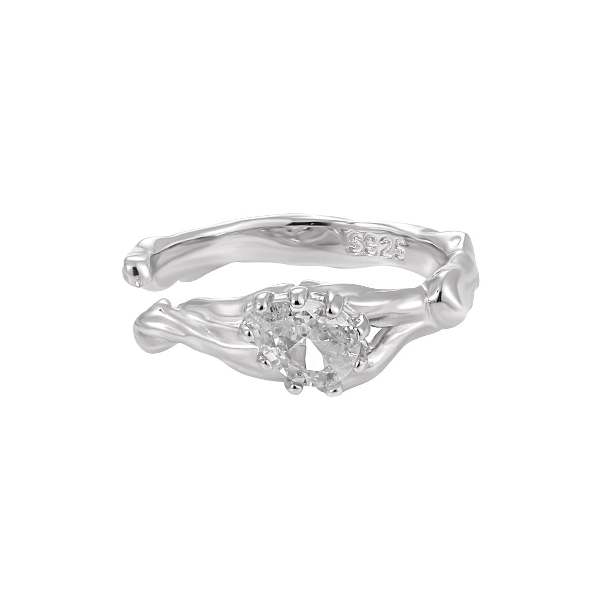 CELESTE'S HOLLOW ZIRCON SILVER RING - OPHRASTUDIO