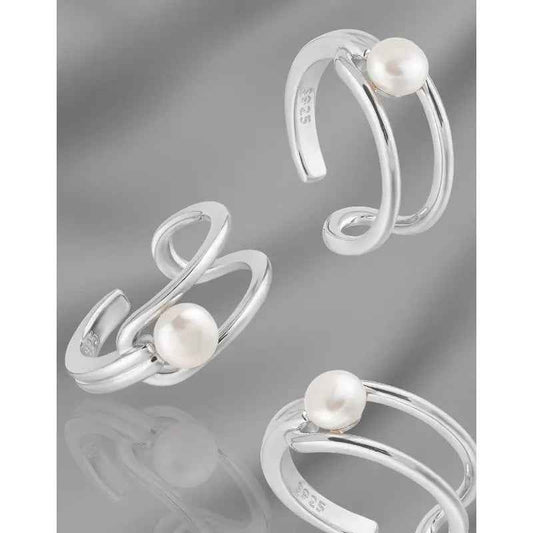 Whimsical Elegance Silver Pearl Ring