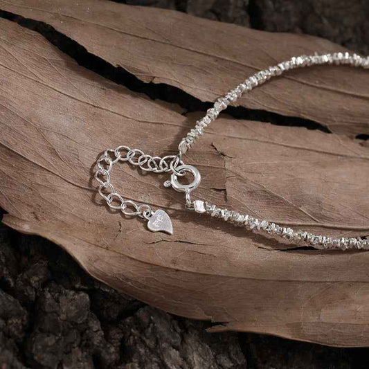 Shimmering Crystal-Cut Silver Chain Bracelet