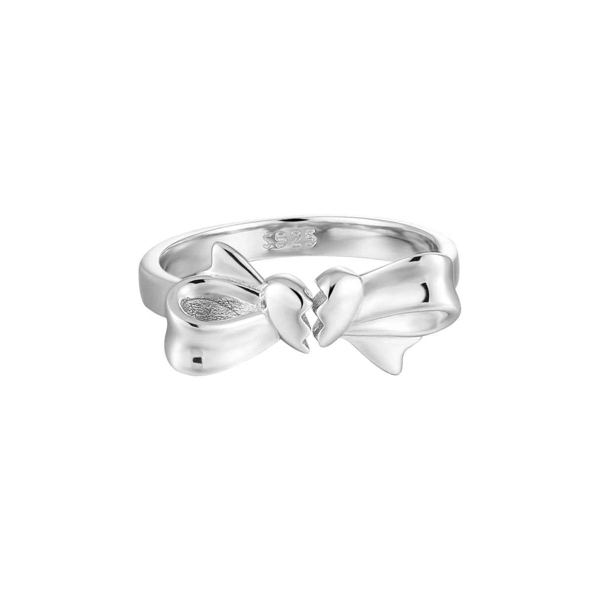 Broken Heart Bow Silver Statement Ring