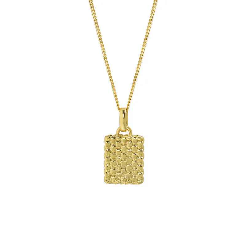 Athena's Geometric Embossed Silver Pendant Necklace