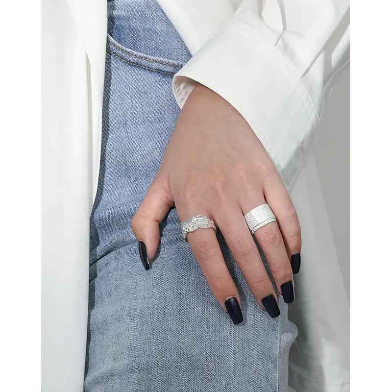 Athena's Bandage Texture Silver Statement Ring