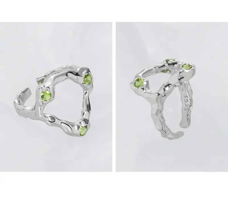 Elysia's Green Silver Statement Ring