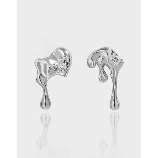 Molten Lava Silver Stud Earrings