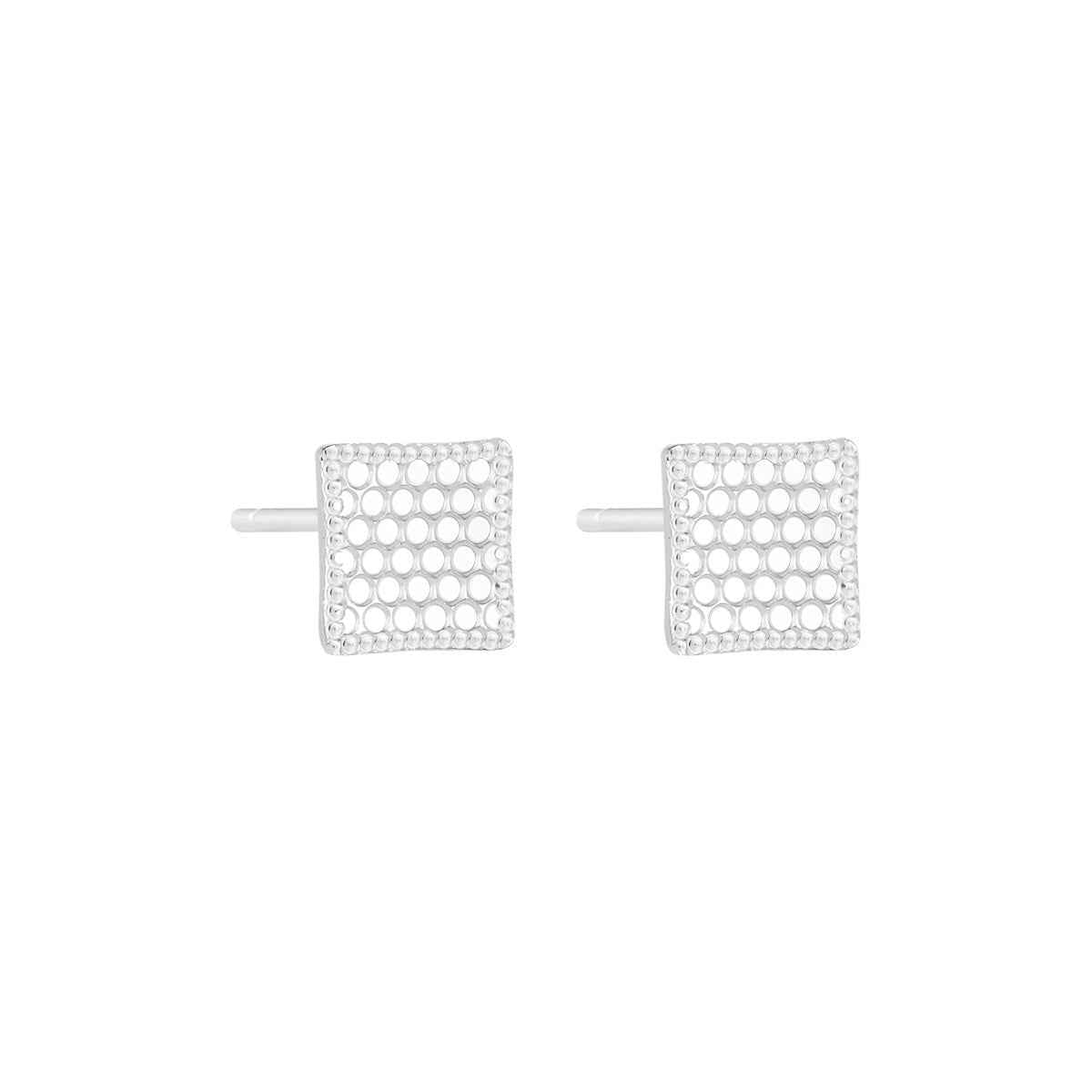 Honeycomb Engraved Silver Stud Earrings Series