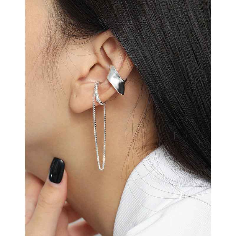 Exaggerated Irregular Sterling Silver Ear Cuff Earring