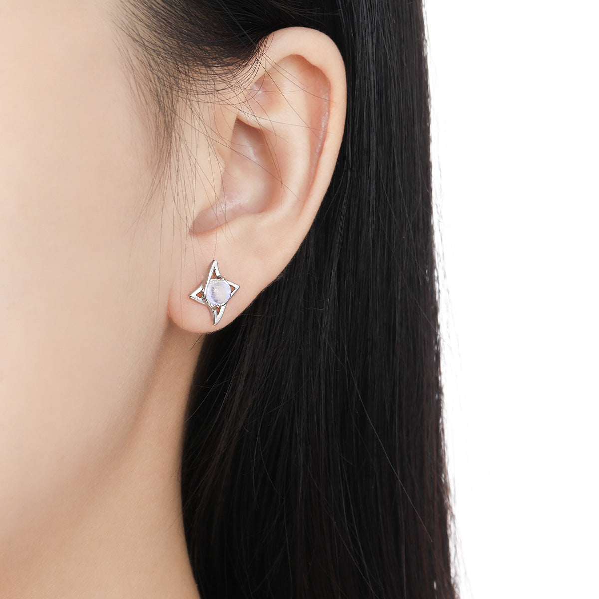 LUMINA'S TETRAGONAL STAR SILVER EAR STUDS - OPHRASTUDIO