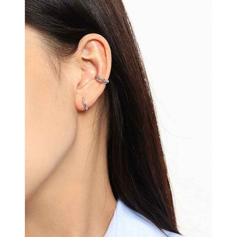 Minimalist Circle Silver Huggie Earrings