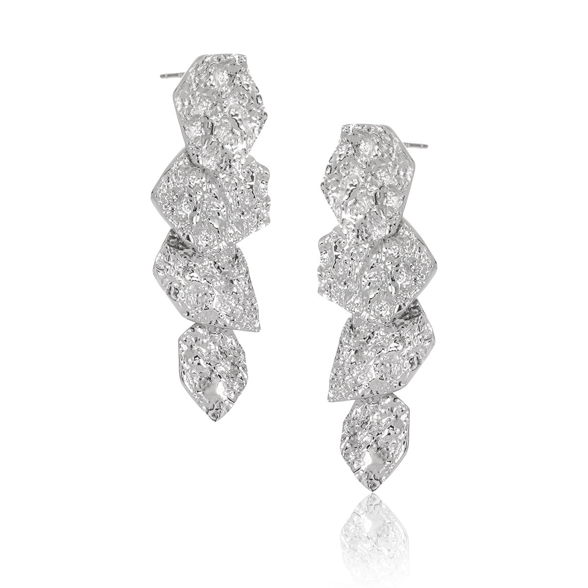 CALLA'S IRREGULAR DISC TASSEL SILVER EAR STUDS - OPHRASTUDIO