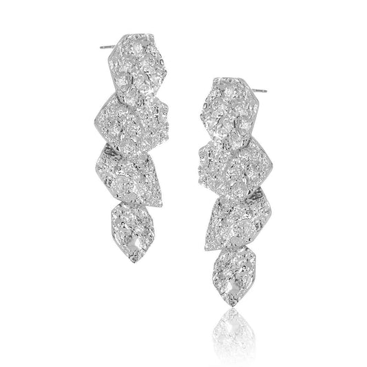 Calla's Irregular Disc Tassel Silver Drop Earrings