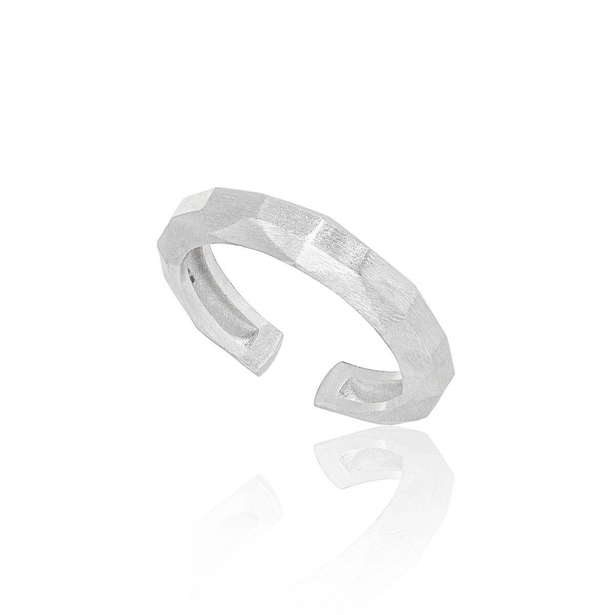 RAPUNZEL'S MULTI-FACETED CUT RHOMBUS BRUSHED SILVER RING OPHRASTUDIO