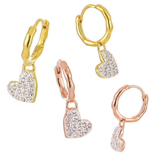 Sparking Heart Silver Drop Earrings