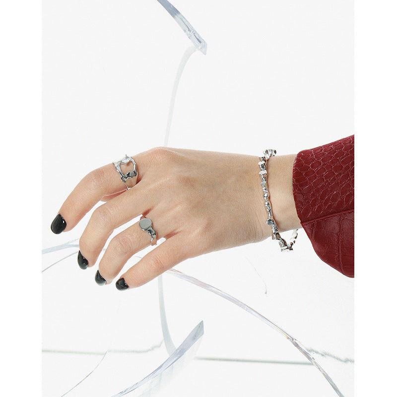 Volcanic Grace Silver Cuff Bracelet