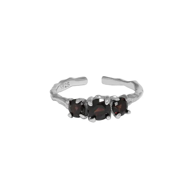 THALIA'S TRIPLE ZIRCON MINIMALIST SILVER RING - OPHRASTUDIO