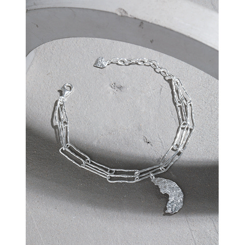 IRREGULAR MOON TEXTURE DOUBLE CHAIN BRACELET OPHRASTUDIO