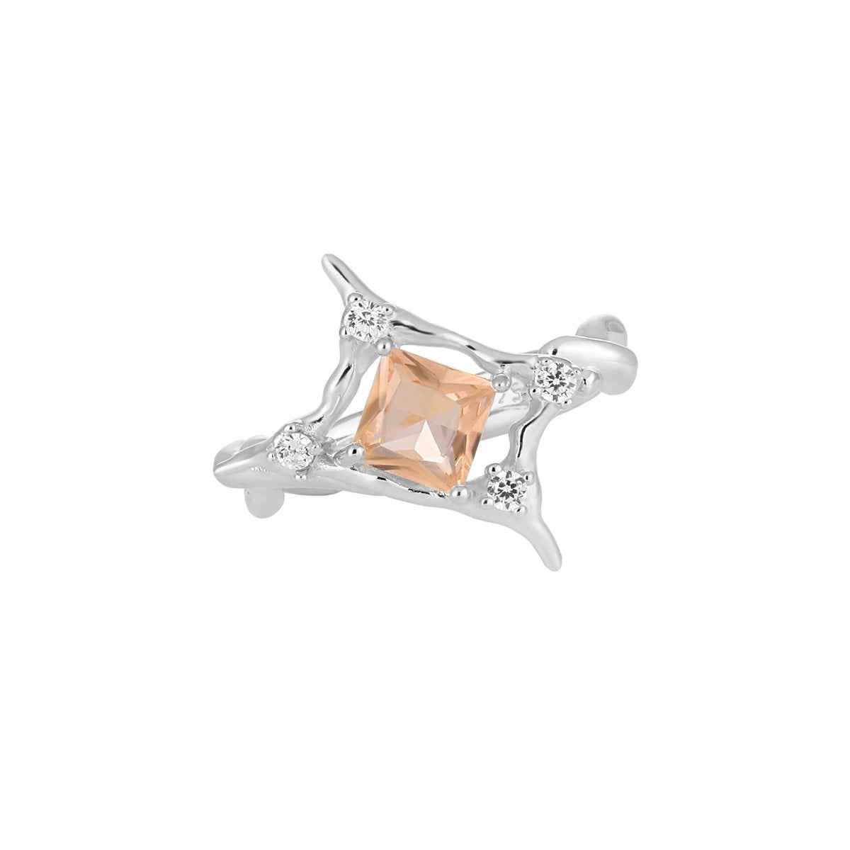 Stellar Square Zirconia Silver Statement Ring