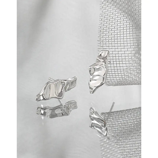 Elegant Texture Silver Stud Earrings