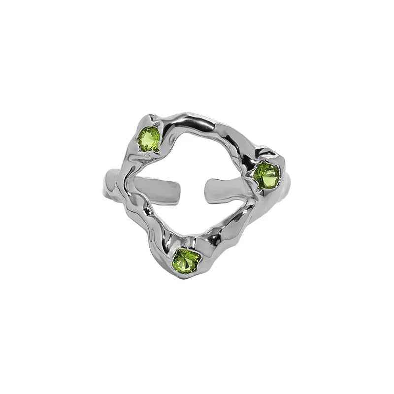 Elysia's Green Silver Statement Ring