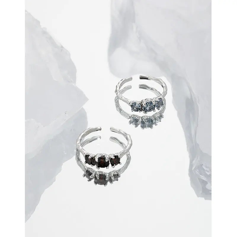 THALIA'S TRIPLE ZIRCON MINIMALIST SILVER RING - OPHRASTUDIO