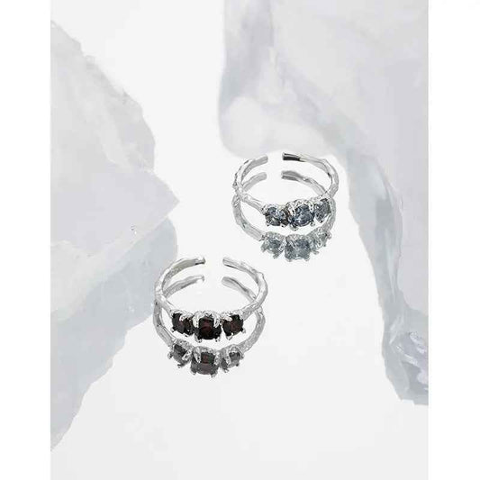 Thalia's Triple Zircon Minimalist Silver Stacking Ring