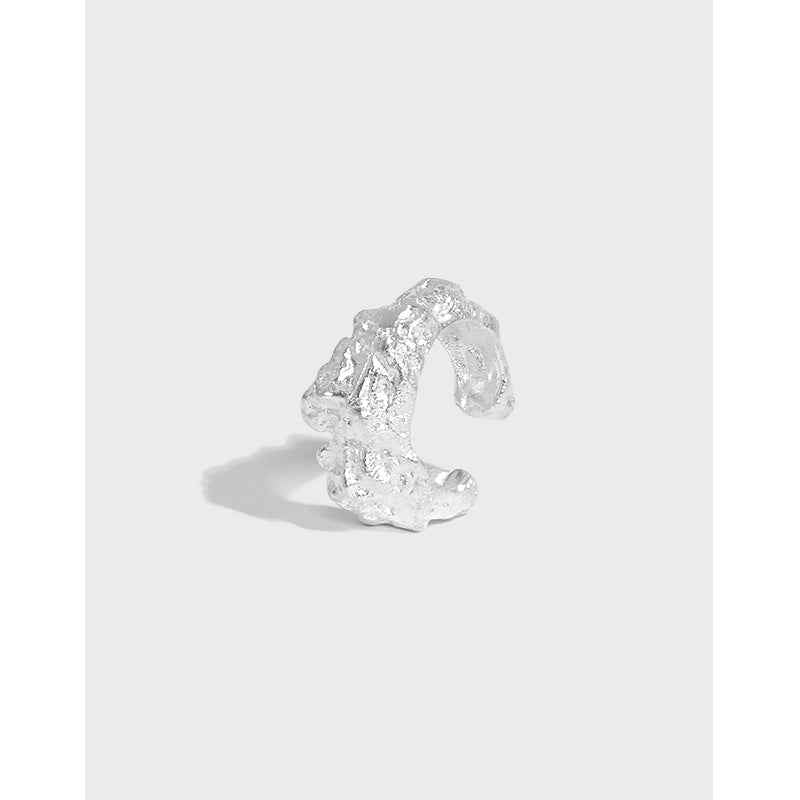 Irregular Lava Sterling Silver Ear Cuff Earring