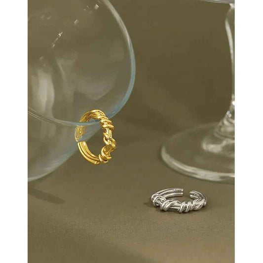 Echo's Winding Texture Silver Statement Ring