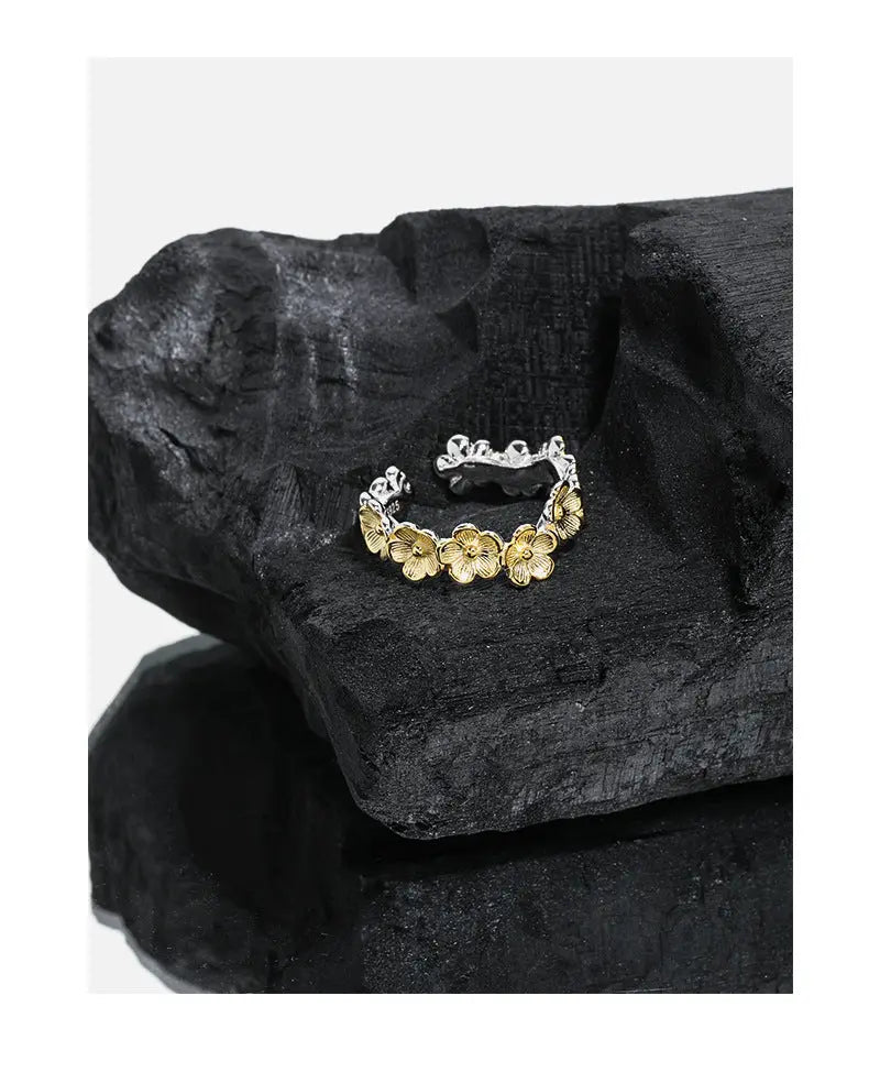 Chrysanthemum Charm Silver Statement Ring