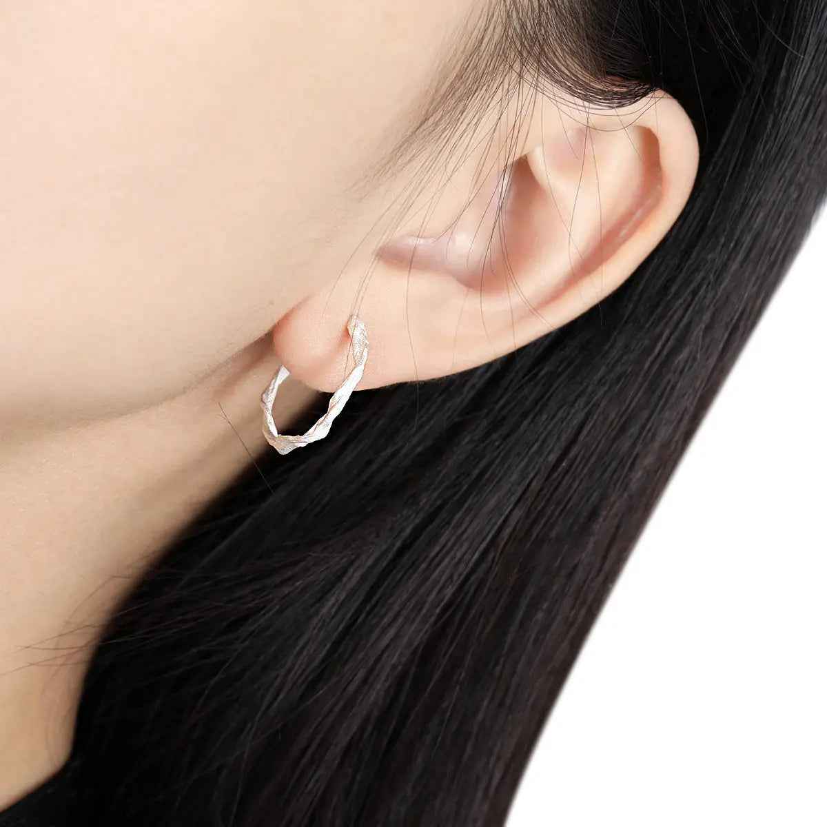 Cold Wind Geometric Silver Hoop Earrings