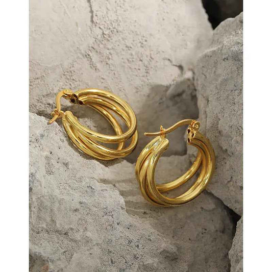 Elegant Layers Silver Hoop Earrings