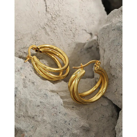 Elegant Layers Silver Hoop Earrings