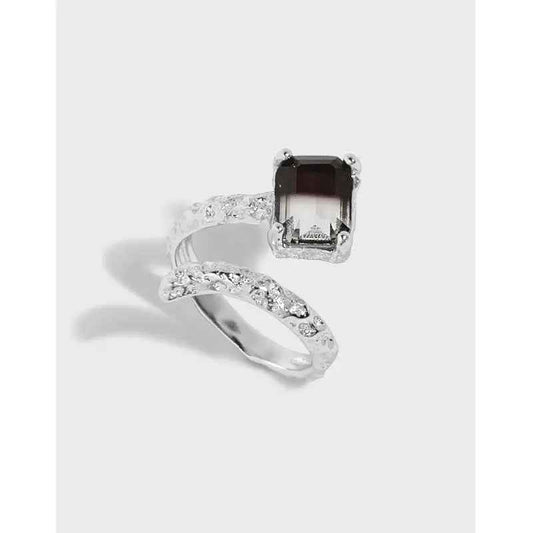 Freya's Tourmaline Texture Silver Statement Ring