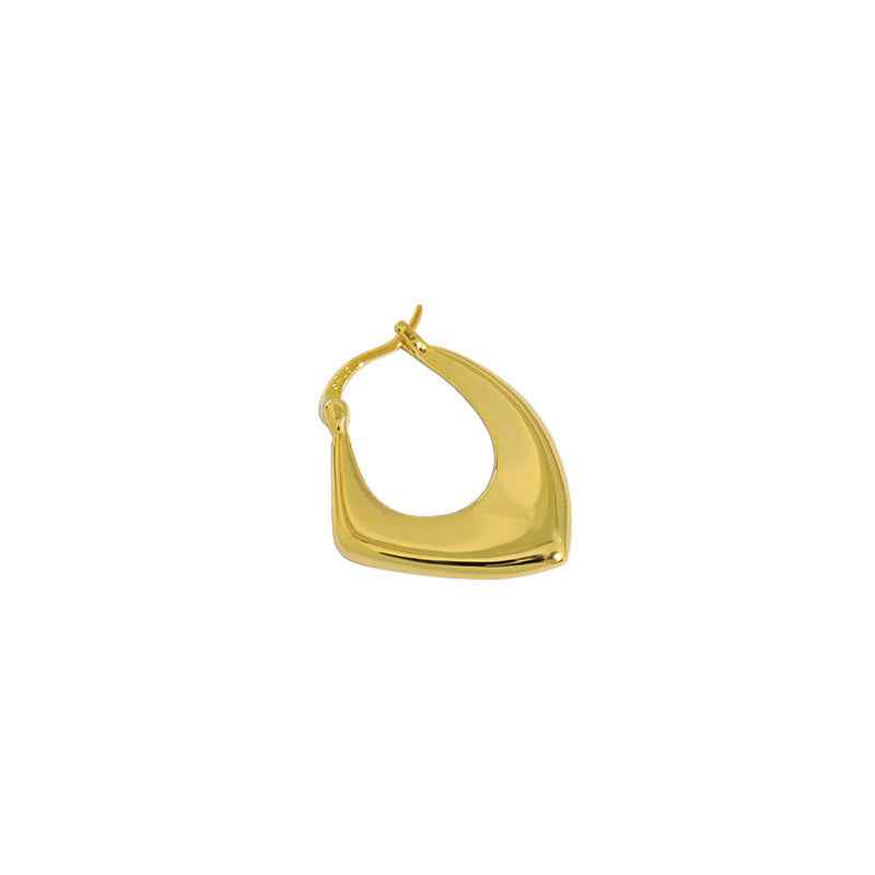 Retro Geometric Rhombus Silver Hoop Earring