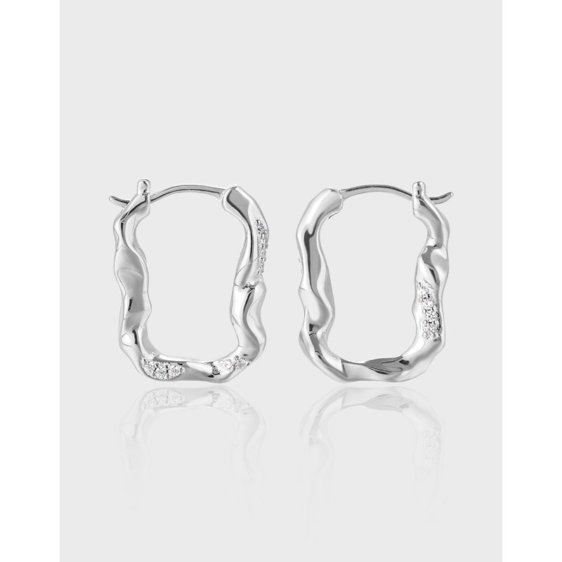IRREGULAR U-SHAPED ZIRCON-SET EAR BUCKLE EARRINGS OPHRASTUDIO