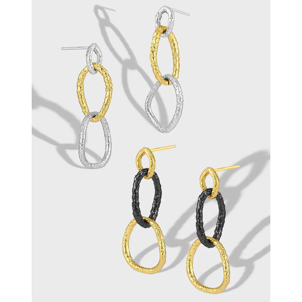 TRIPLE RING GEOMETRIC STUDS - OPHRASTUDIO