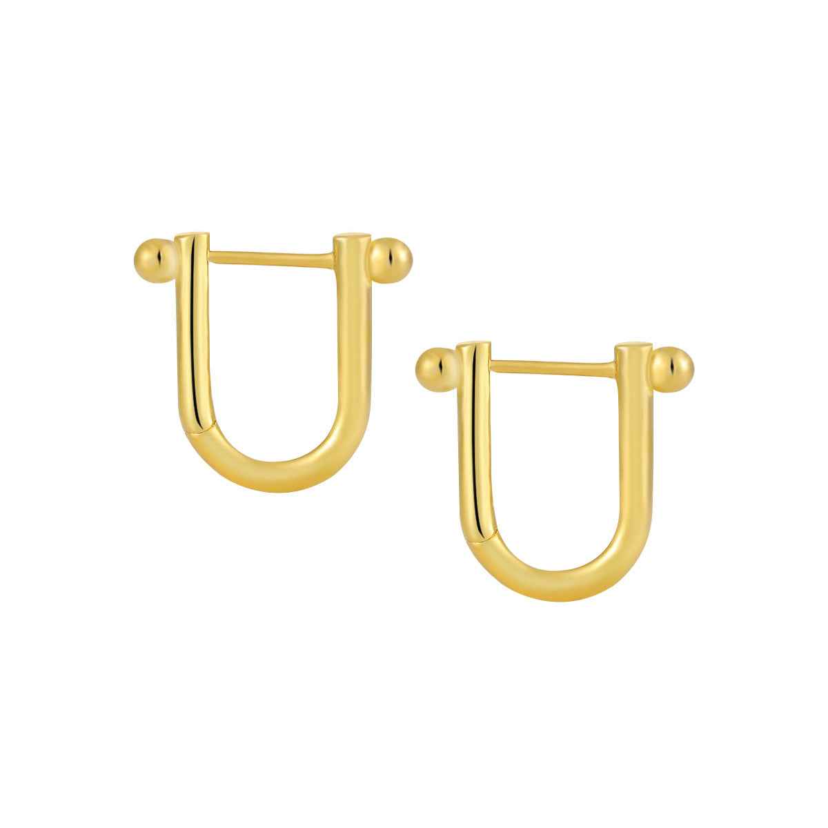 Sphere U-Band Silver Huggie Earrings