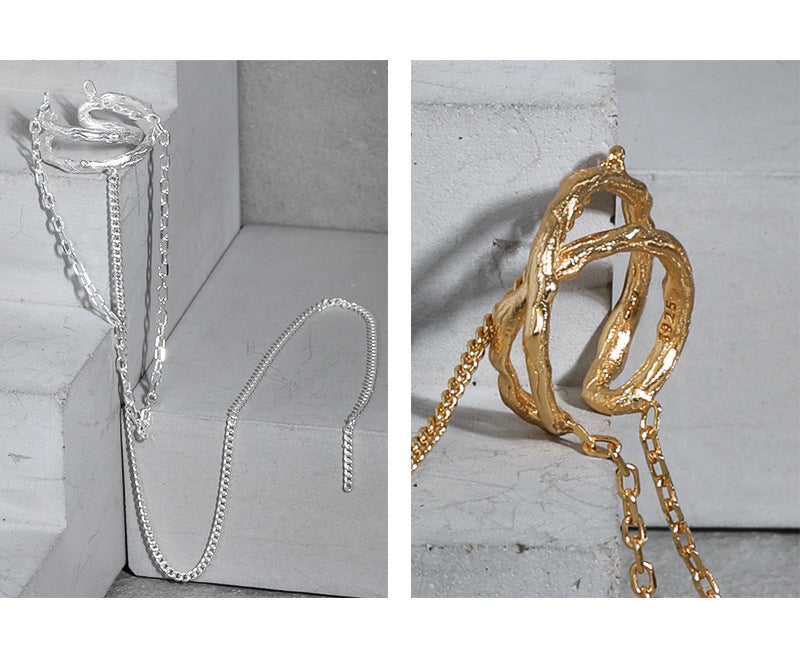 Tassel Chain Sterling Silver Ear Cuff OPHRASTUDIO