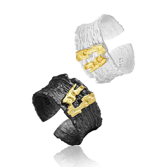 Striped Verve Silver Statement Ring