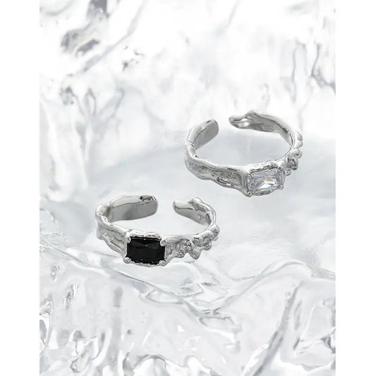 Magnetic Magma Silver Statement Ring