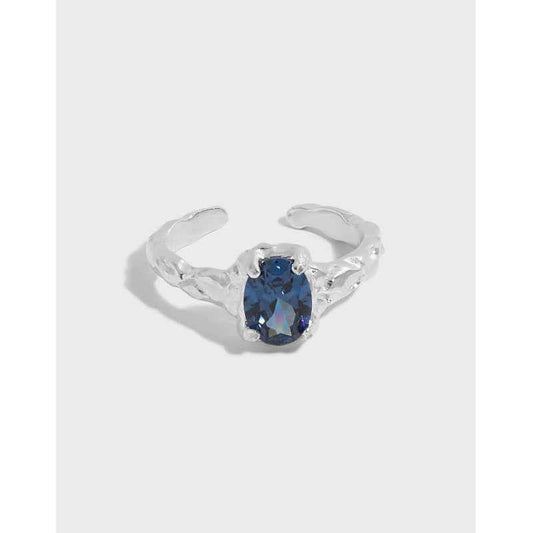 Azure Glimmer Silver Statement Ring