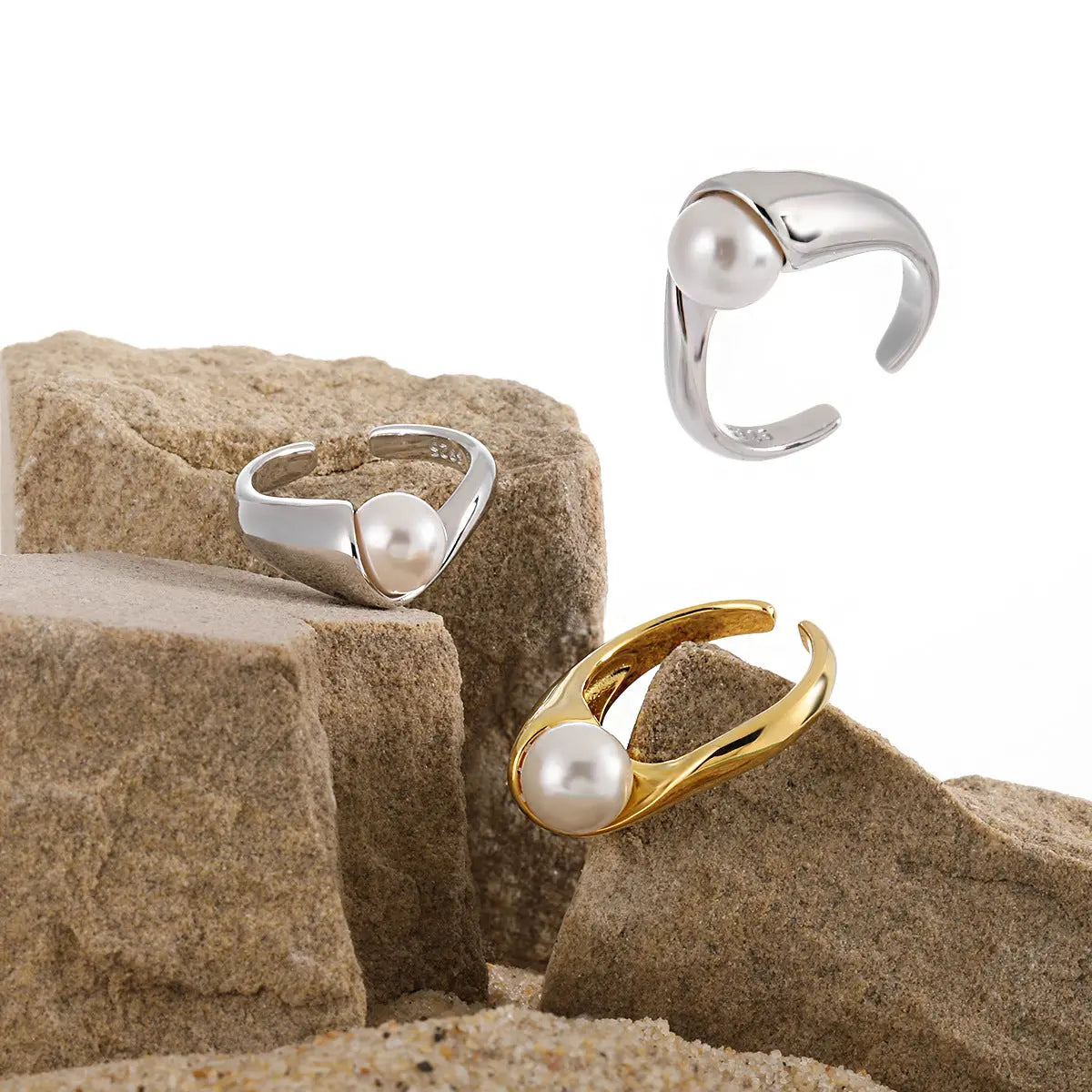 GEOMETRIC GLOSSY PEARL RING - OPHRASTUDIO