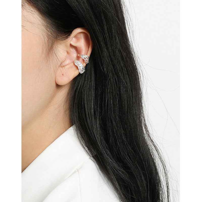Irregular Lava Sterling Silver Ear Cuff Earring